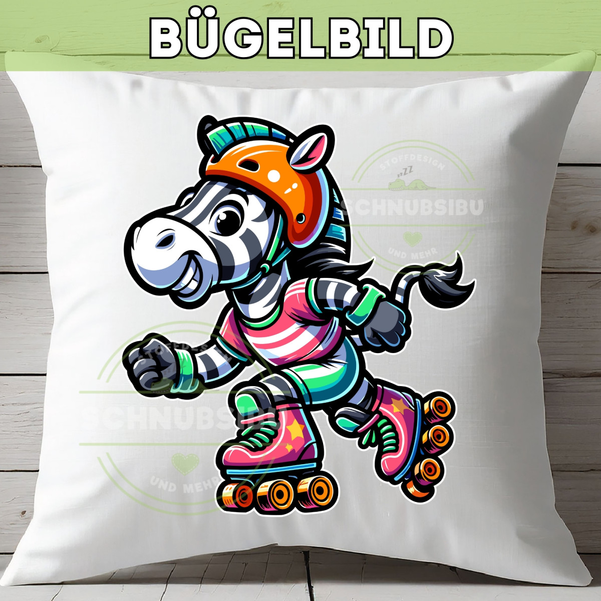 Bügelbild Zebra auch Rollschuhen